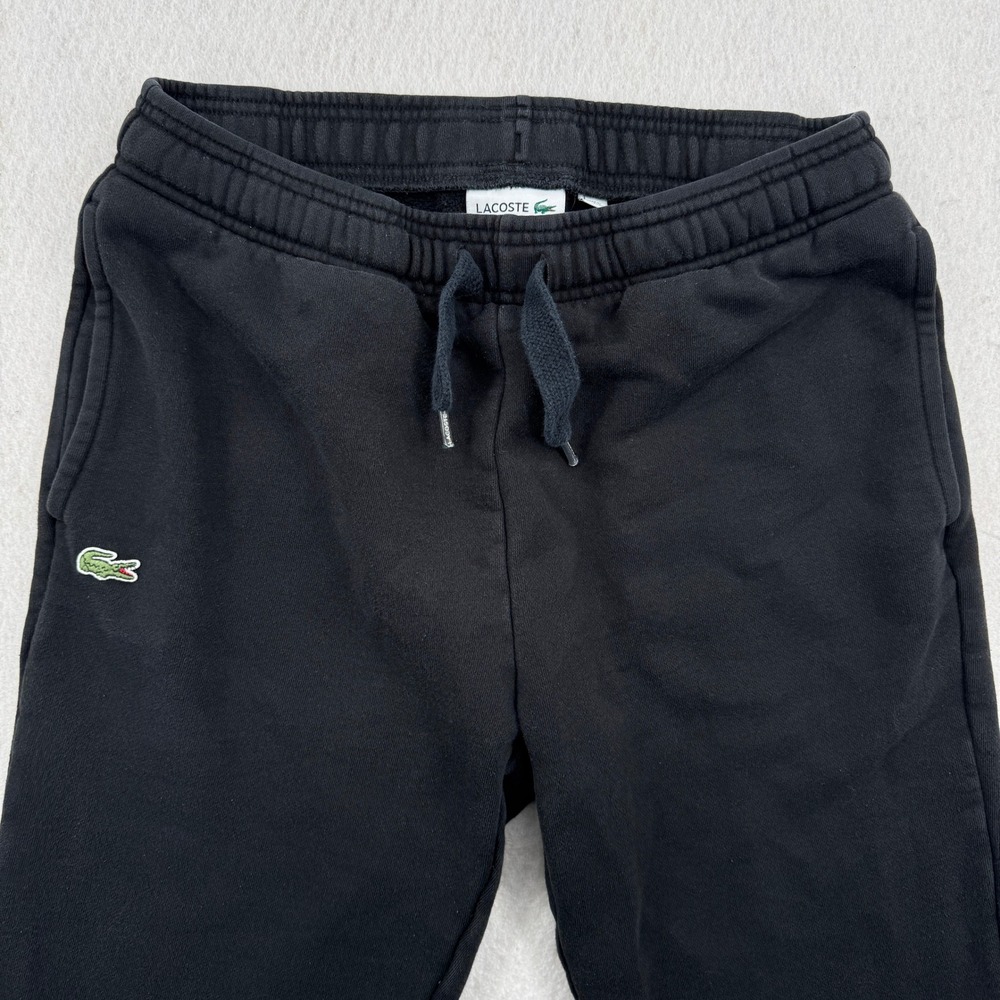 Lacoste Mens M Tapered Fit Sweatpants Black Cotton Blend Fleece Joggers US M